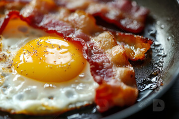 Classic Breakfast Delight, Sunny-Side-Up Eggs and Crispy Bacon