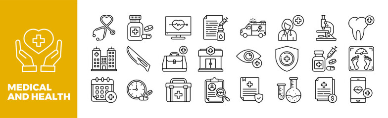 Medical and Health Icon Set For Design Elements	