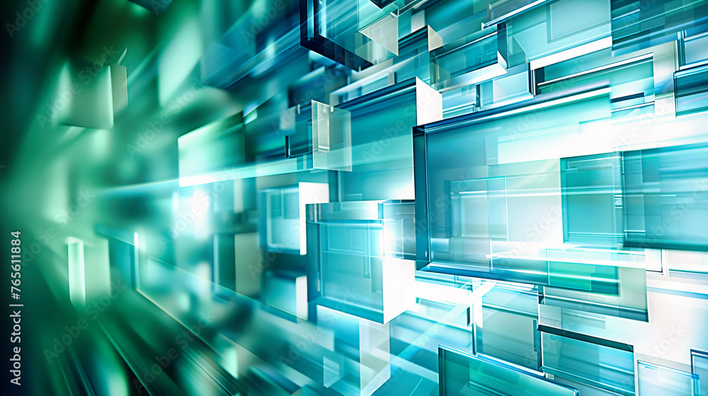 Poster futuristic technology with abstract blue light and grid design, representing digital data and commun