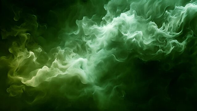 Realistic green gas clouds on transparent background. 4k video of toxic fog, evil magic mist, poisonous evaporation, color powder, stinky odor waves, mysterious Halloween glow, dirty fume Magic spell 