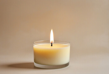 Fototapeta na wymiar Aroma candle on beige background