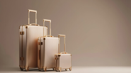 Elegant golden luggage set poised and ready for a luxurious journey.