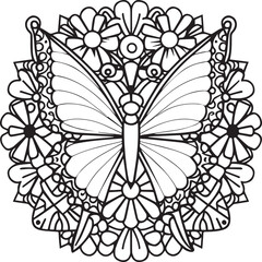 Butterflies coloring page. Butterflies outline vector images. Cute design butterfly outline vector