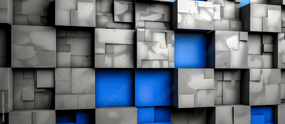 Poster geometric abstraction, where squares and blocks play across a digital canvas, symbolizing the struct