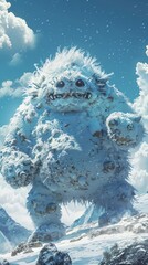 Snow monster cartoon character.