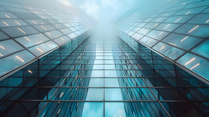 Obraz premium A reflective glass skyscraper towering over a modern city