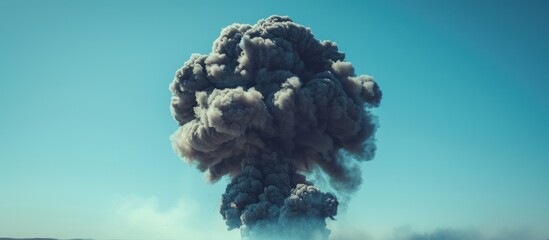 A large plume of smoke billowing out of the sky, reaching high into the air. - obrazy, fototapety, plakaty