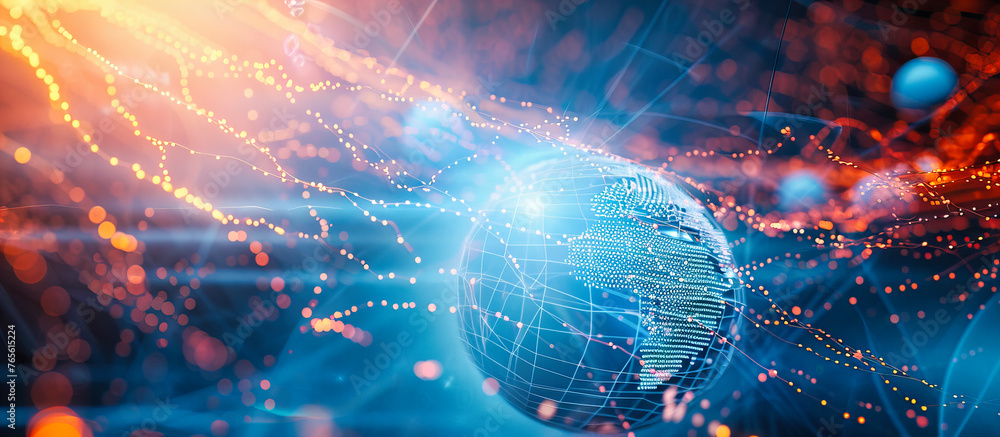 Poster global connections: the digital networking of the planet, showcasing the seamless flow of informatio