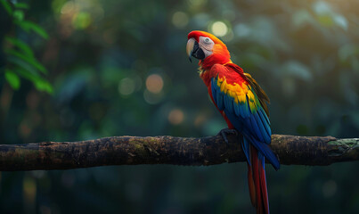 a macaw perched on the aesthetic branch in nature