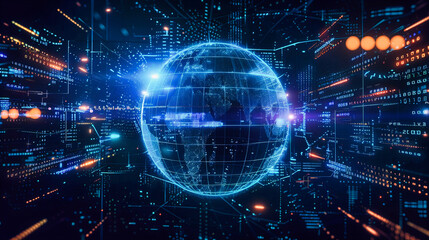 Global digital networking and futuristic communication technologies, symbolizing interconnected business and information flow in cyberspace