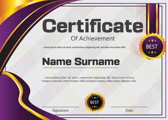 certificate design in pink color design and background 
