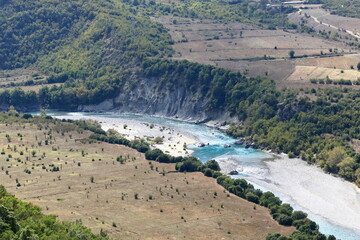 Vjosa river bend near the town of Kanikol