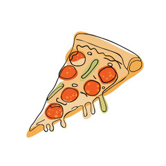 drawing illustration of a pizza