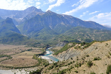 Vjosa river bend near the town of Kanikol