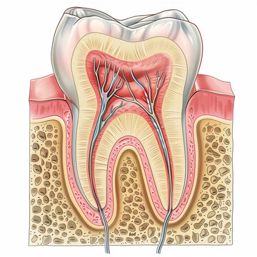 Cross-Section Tooth Diagram, Dental Anatomy and Health, Educational Medical Illustration