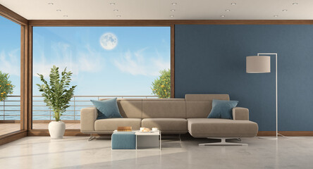 Elegant interior design with modern sofa of a sea house