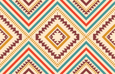 Ethnic abstract ikat art. Aztec ornament print. geometric ethnic pattern seamless  color oriental.  Design for background ,curtain, carpet, wallpaper, clothing, wrapping, Batik, vector illustration.