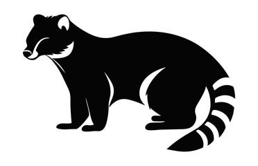 Coati Animal Vector black Silhouette isolated on a white background