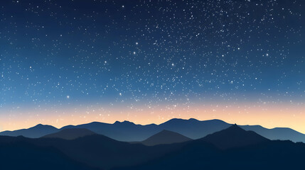 A star-filled sky above a silhouetted mountain range