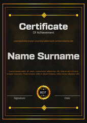 black background and certificate new template design in background elements and effects 