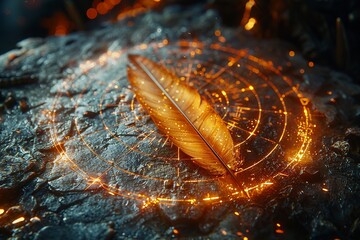 Mystic quill that writes in glowing runes