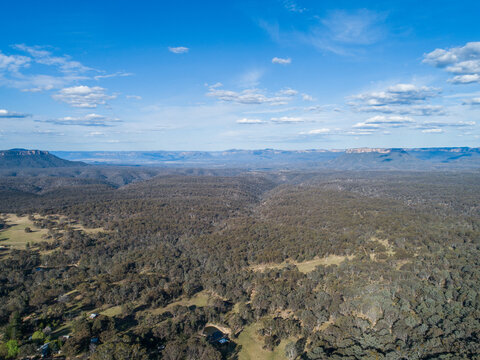 Aerial view from above Pearsons Lookout Over Capertee Valley