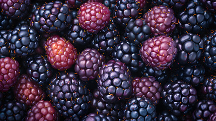 A beautiful display of shiny, ripe blackberries.