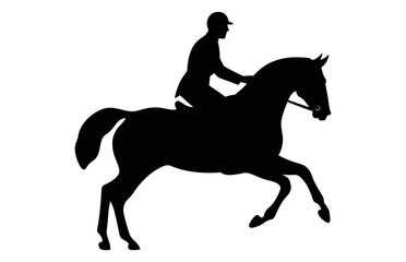 Eventing horse Silhouette Clipart, Racing Horses black vector isolated on a white background