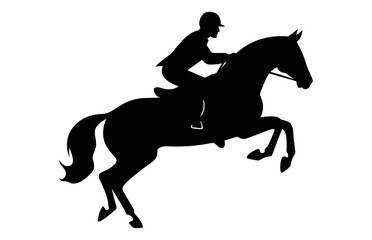 Eventing horse Silhouette vector isolated on a white background, Racing Horses black clipart