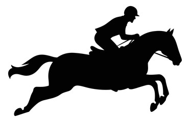 Obraz na płótnie Canvas Eventing horse Silhouette vector isolated on a white background, Racing Horses black clipart