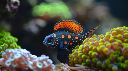  A photo zooms in on a fish surrounded by coral and algae in the background