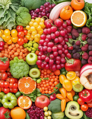 Naklejka na ściany i meble a pile of fruits and vegetables