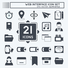 Icon Web Interface Set. glyph style. simple design editable. design template vector. simple symbol illustration