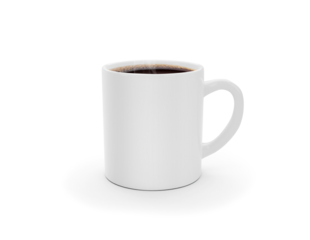 White realistic coffee cup with smoke, transparent background
