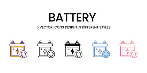 Battery  icons set in different style vector stock illustration