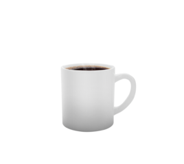 White realistic coffee cup with smoke, transparent background