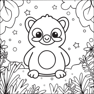 Cute baby animals coloring pages. Animals outline vector