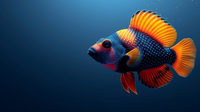  A detailed image of a fish in blue, lit from below