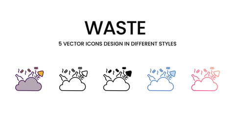 Waste  icons set in different style vector stock illustration