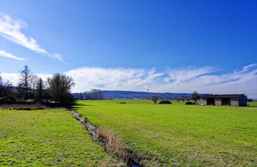 Fototapeta na wymiar Beautiful spring fields of Bavaria