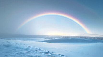 A soft pastel rainbow gracefully arch