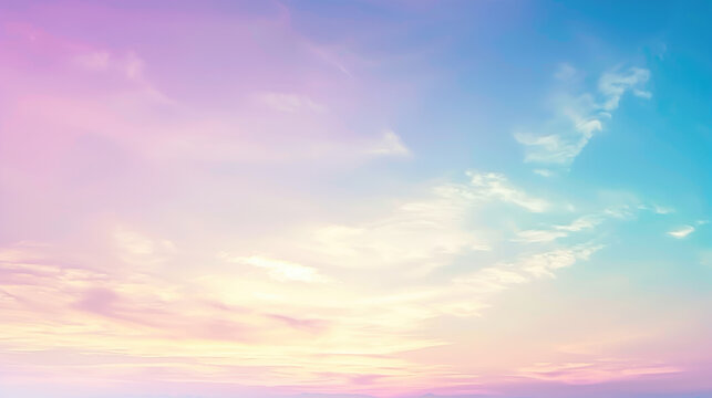 Pastel sky with subtle clouds textures with pastel gradient color, nature background.