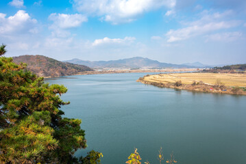 경천대국민관광지에서 본 낙동강(상류방향)의 풍경
