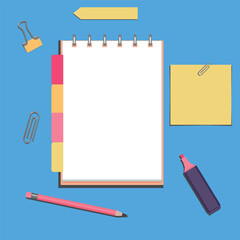 notebook and pencil Vector notepad notebook icons desktop online task business drawings vector illustration
