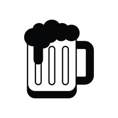 Black Solid Beer Mug vector icon