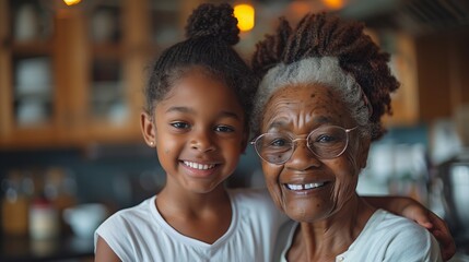 Granddaughter is cooking with a grandmother. Grandma teaches her granddaughter how to cook. Family bonding concept.
 - obrazy, fototapety, plakaty