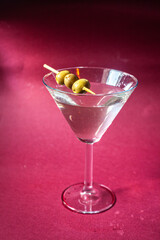 Classic Martini cocktail with olives
