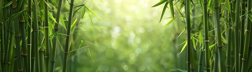 Fototapeta premium Tranquil Bamboo Forest with Swaying Stalks in Serene Nature Landscape