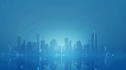 Fototapeta na wymiar Futuristic Urban Skyline: Cityscape Over Light Blue Technological Background
