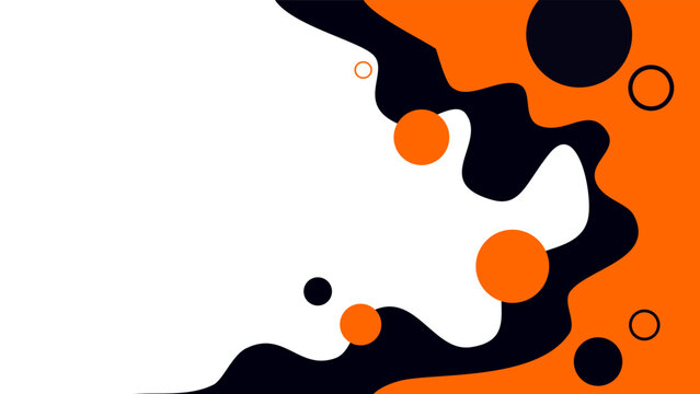 Orange and dark blue liquid waves geometric shapes over empty white space background